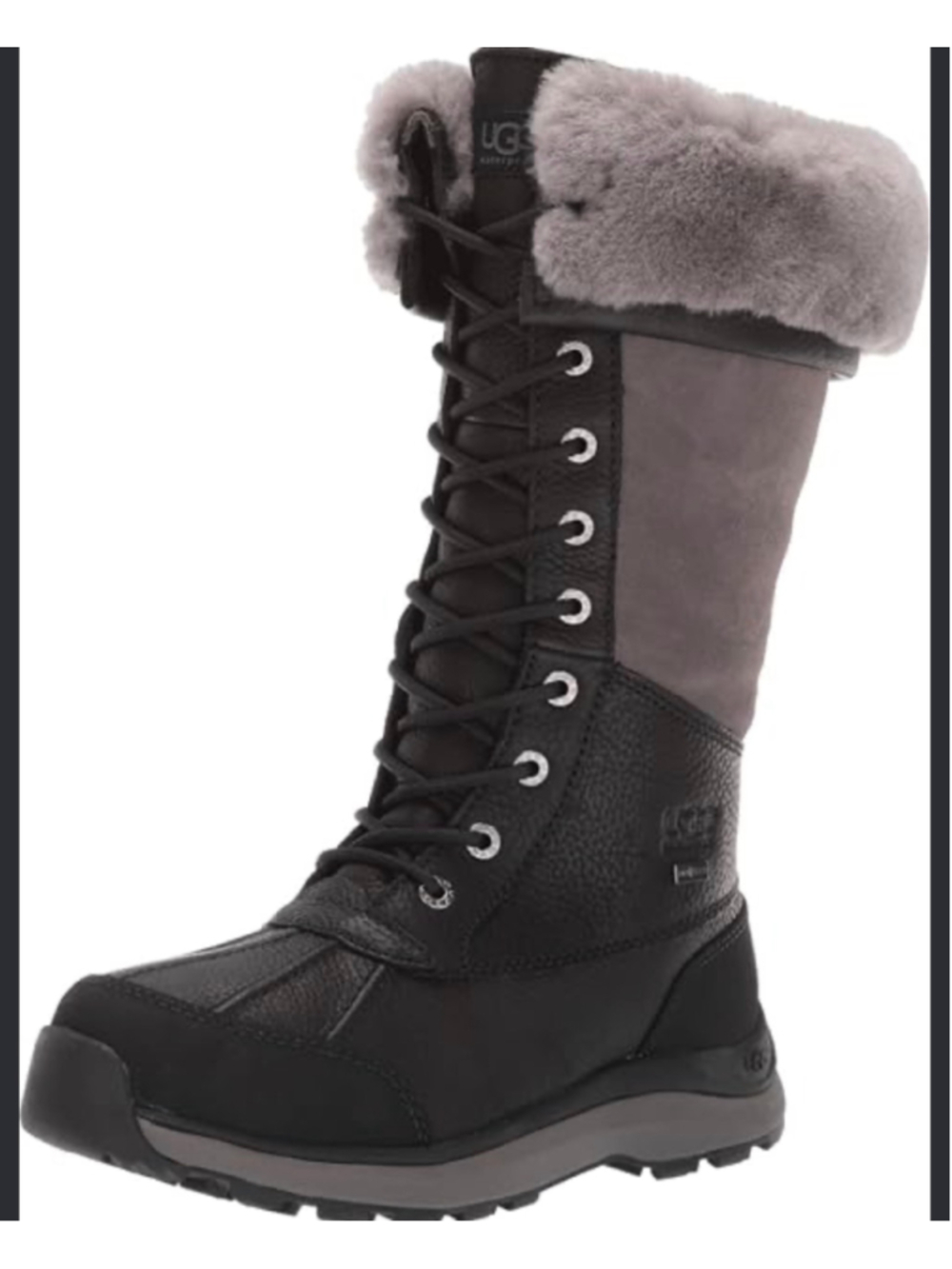 UGG Adirondack Tall Black Leather Suede Waterproof Snow Boots Womens Size 9